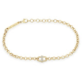 Zoë Chicco 14k Gold 3 Prong Diamond Open Link Medium Rolo Chain Bracelet