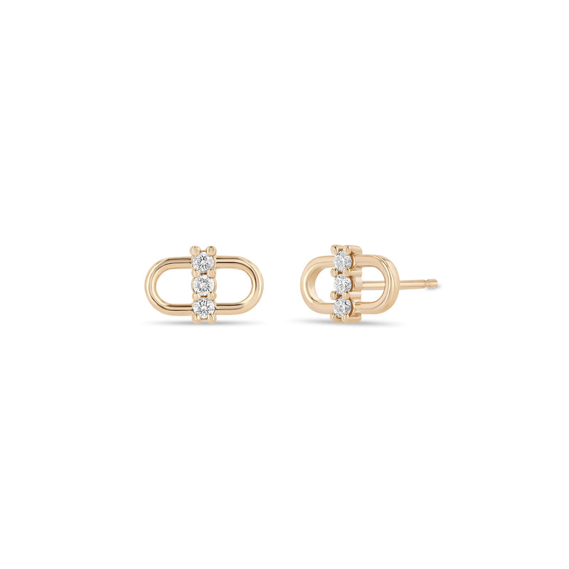 Zoë Chicco 14k Gold 3 Prong Diamond Open Link Stud Earrings