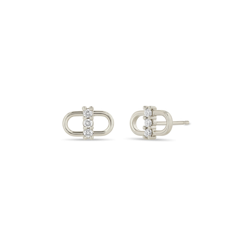 Zoë Chicco 14k Gold 3 Prong Diamond Open Link Stud Earrings