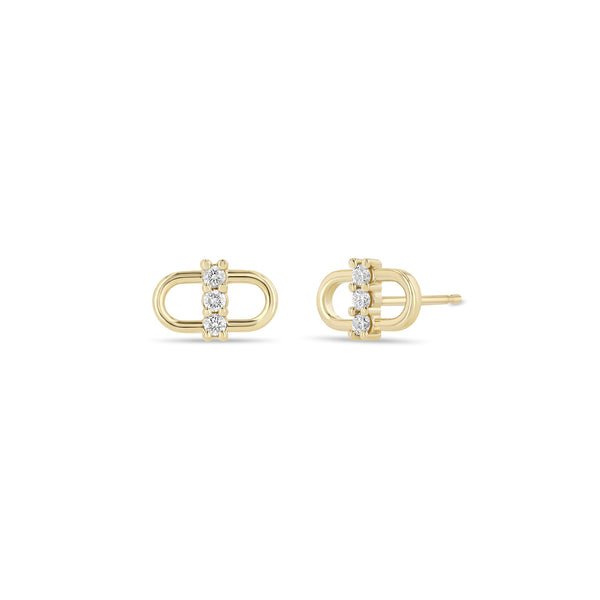 Zoë Chicco 14k Gold 3 Prong Diamond Open Link Stud Earrings