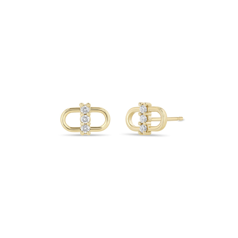 Zoë Chicco 14k Gold 3 Prong Diamond Open Link Stud Earrings