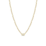 Zoë Chicco 14k Gold 3 Prong Diamond Open Link Medium Rolo Chain Necklace