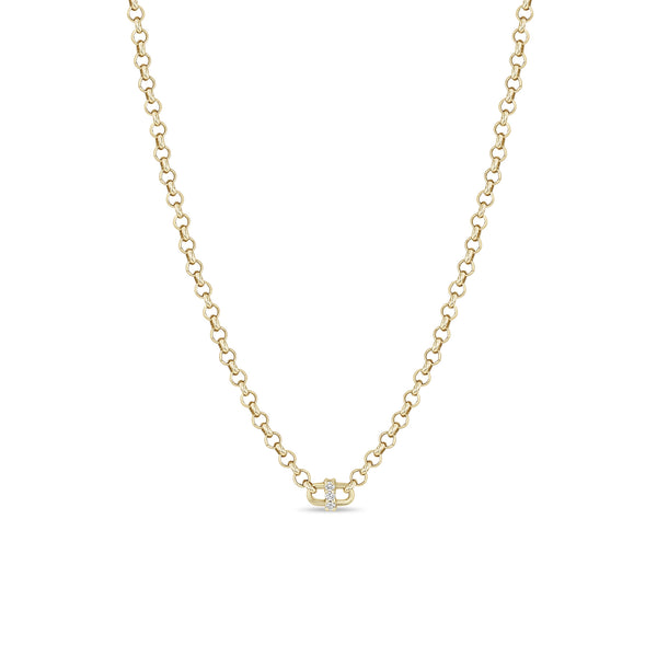 Zoë Chicco 14k Gold 3 Prong Diamond Open Link Medium Rolo Chain Necklace