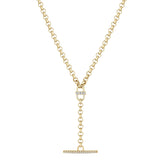 Zoë Chicco 14k Gold 3 Prong Diamond Link Pavé Diamond Toggle Rolo Chain Lariat Necklace