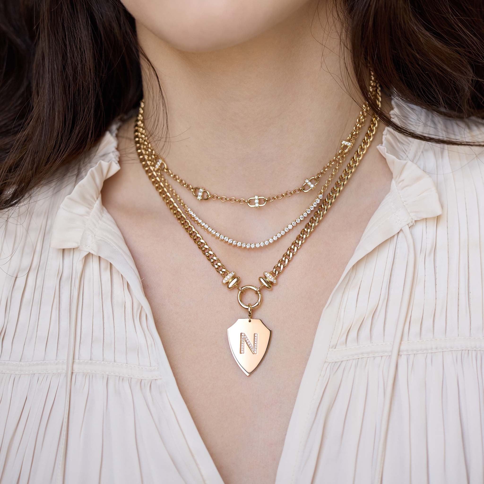 Zoe Chicco 14K gold and diamond layered chain necklaces 