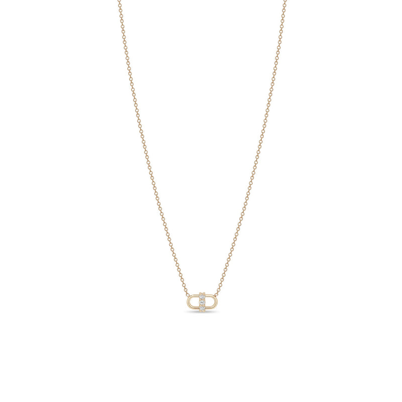 14k 3 Prong Diamond Open Link Necklace