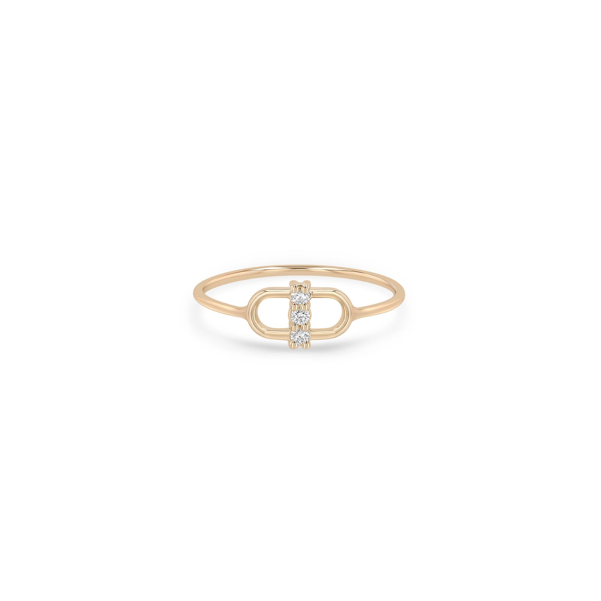 Zoe Chicco 14k rose gold link ring with diamonds on a white background