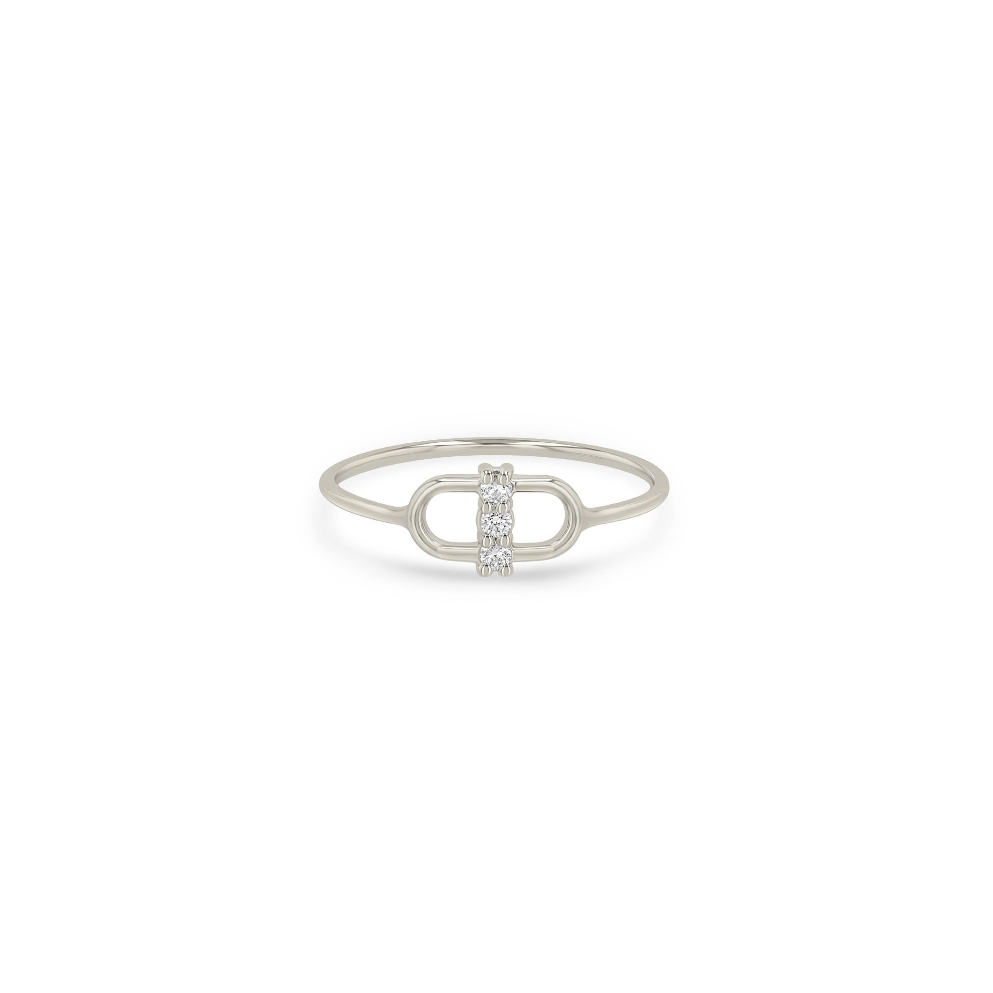 Zoe Chicco 14k white gold link ring with diamonds on a white background