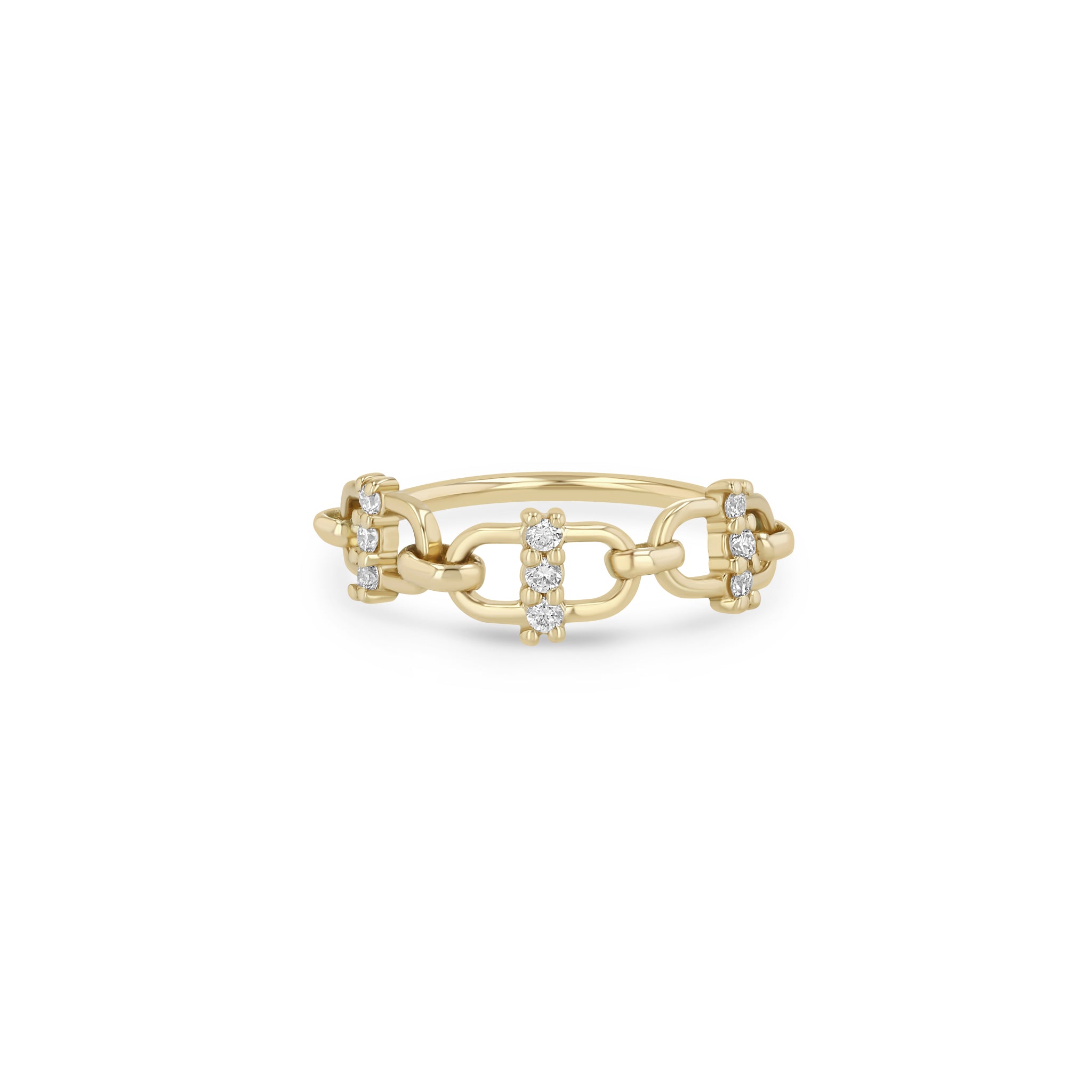Zoe Chicco 14k Prong Diamond Open Link Chain Ring on a white background