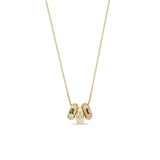 Zoë Chicco 14k Gold 2 Initial Letter & Star Set Diamond Half Round Slide Bead Box Chain Necklace engraved with "a" and "t"