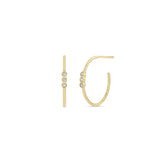 Zoë Chicco 14k Yellow Gold Small Three Bezel Diamond Hoop Earrings