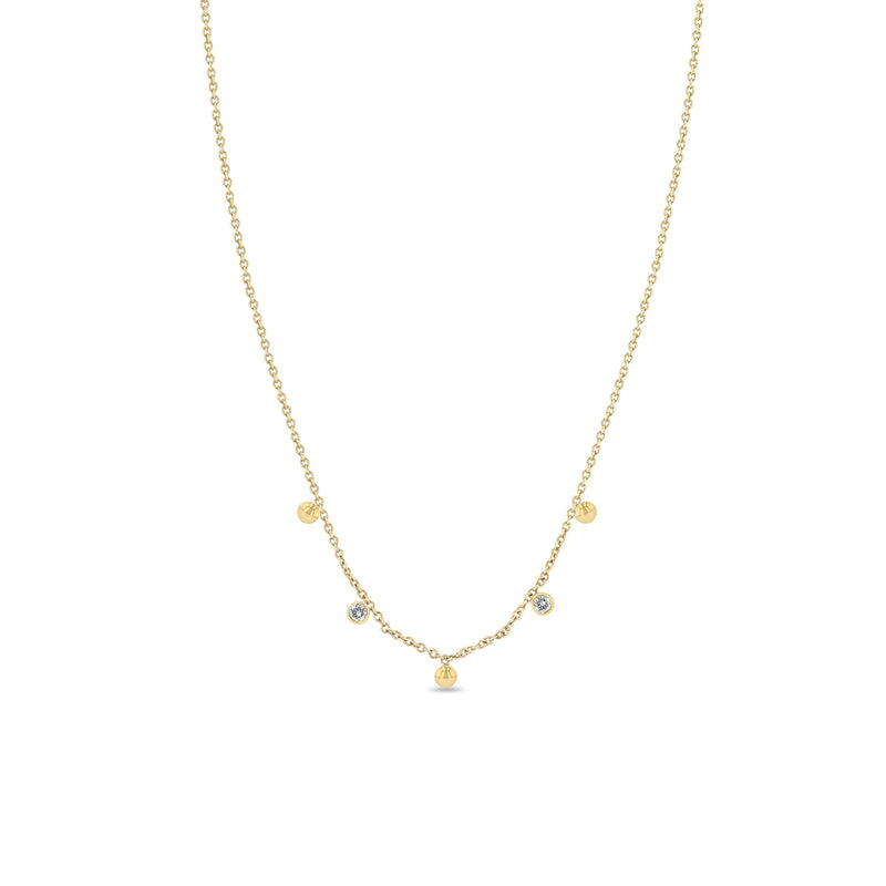 Zoë Chicco 14k Gold Scattered Diamonds & Tiny Gold Beads Necklace
