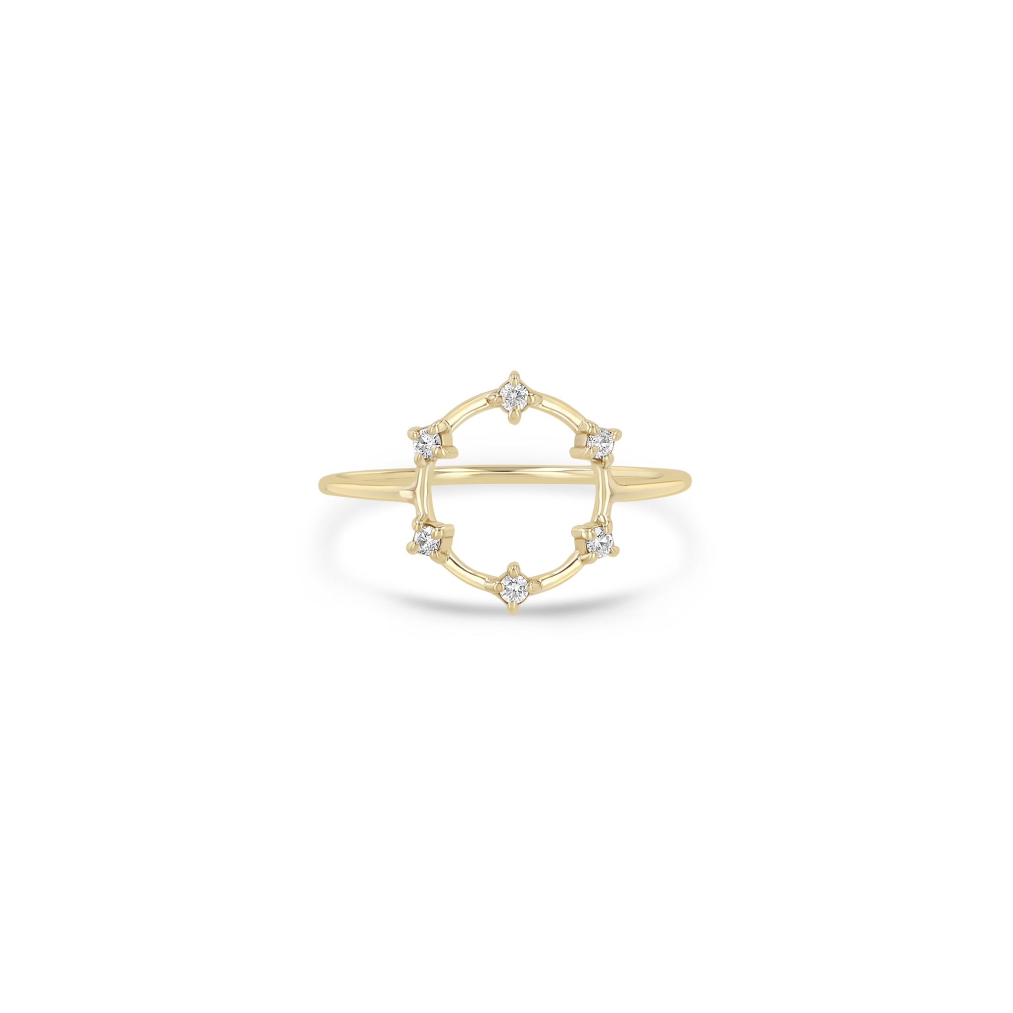 Zoe Chicco 14k Gold Prong Diamond Dash Small Circle Ring on a white background