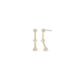 14k Prong Diamond Dash Arc Drop Earrings