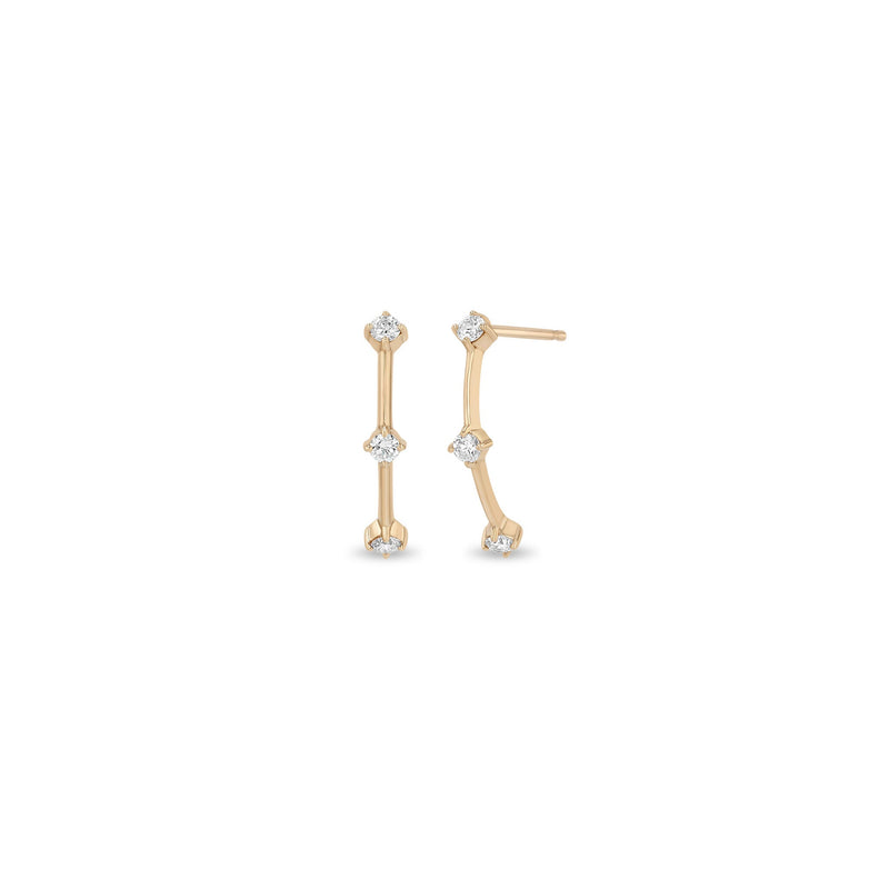 14k Prong Diamond Dash Arc Drop Earrings