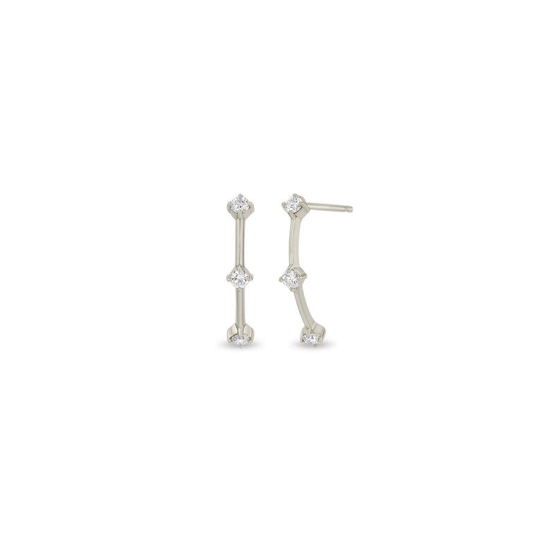 14k Prong Diamond Dash Arc Drop Earrings