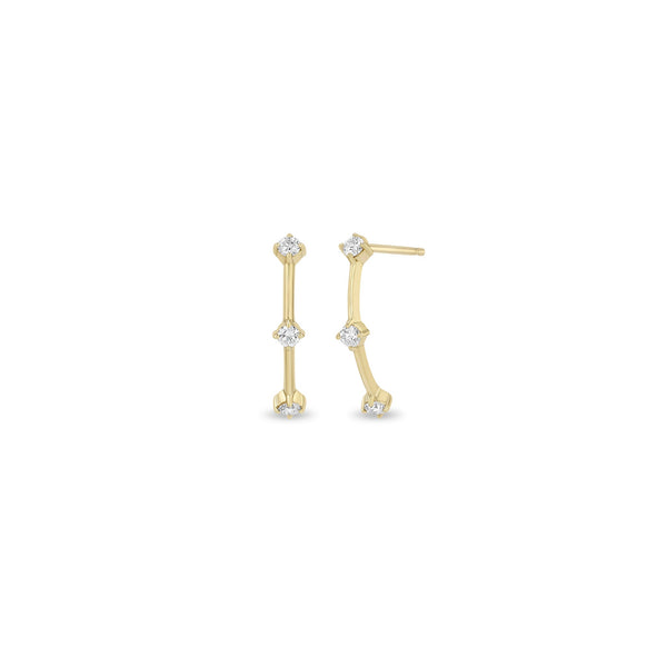 14k Prong Diamond Dash Arc Drop Earrings