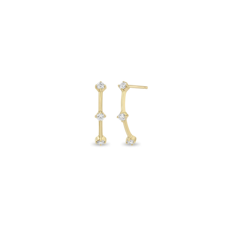 14k Prong Diamond Dash Arc Drop Earrings