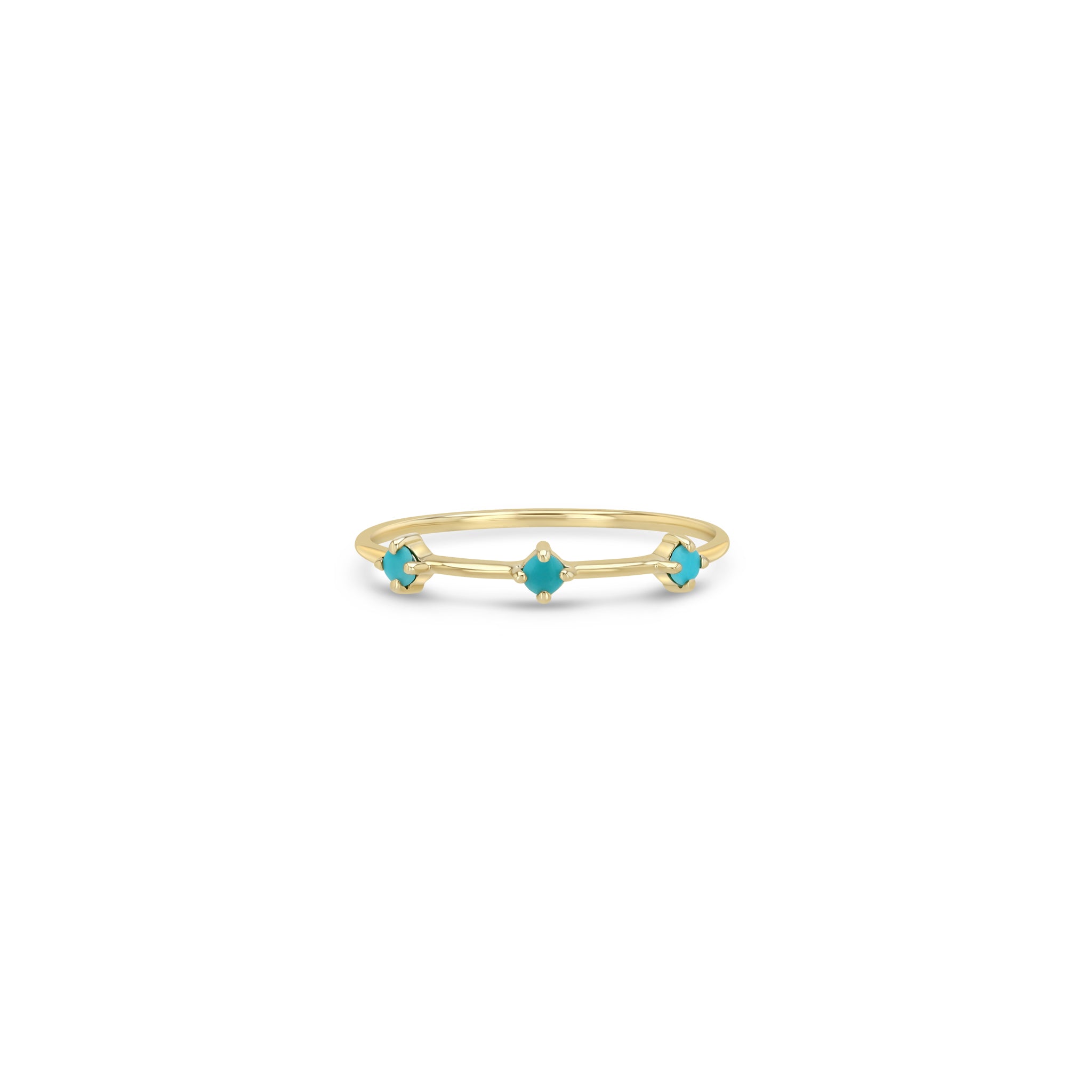 Zoe Chicco 14k 3 Prong Turquoise Dash Ring on a white background