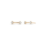 14k Double Prong Diamond Dash Studs