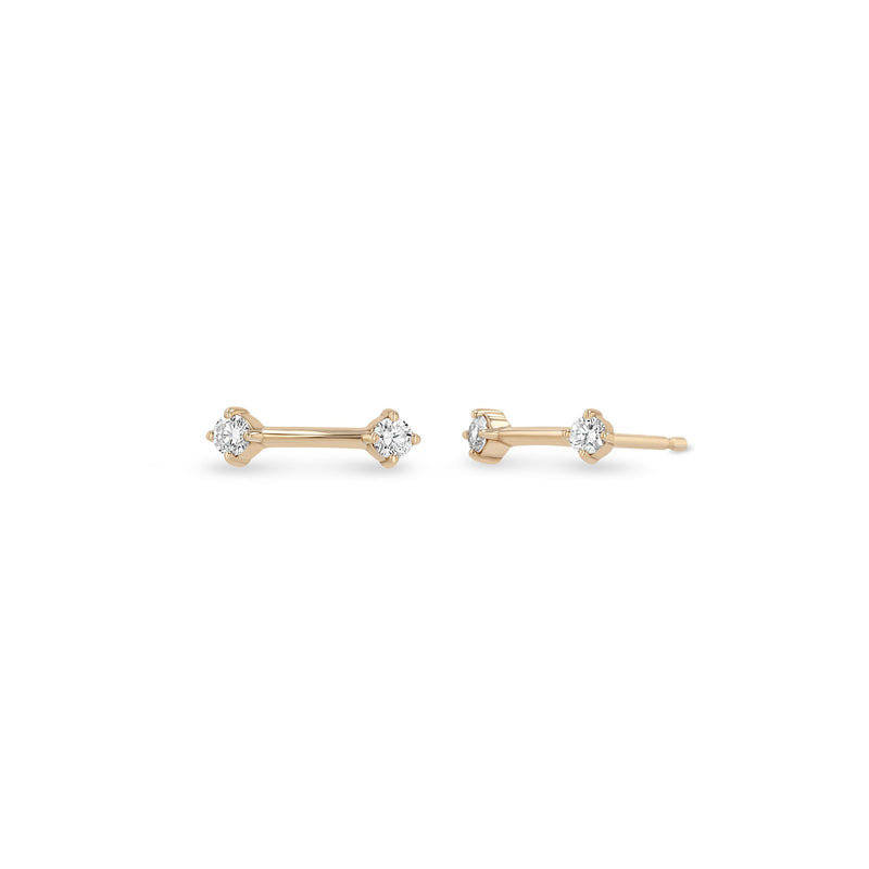 14k Double Prong Diamond Dash Studs