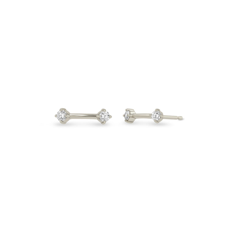 14k Double Prong Diamond Dash Studs