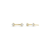 14k Double Prong Diamond Dash Studs