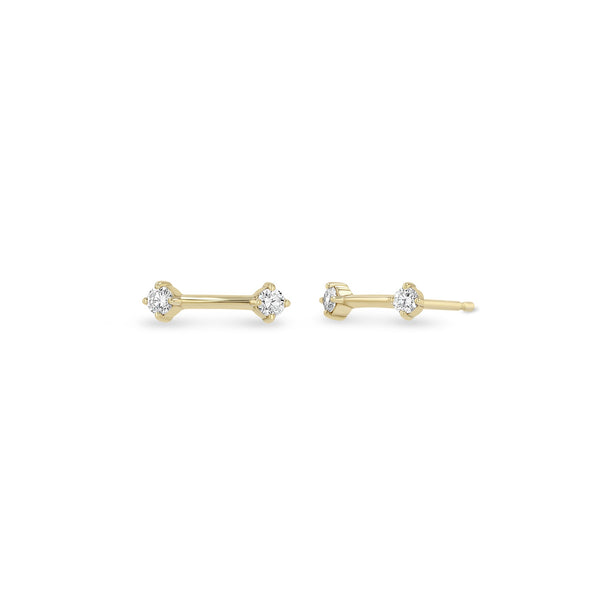 14k Double Prong Diamond Dash Studs