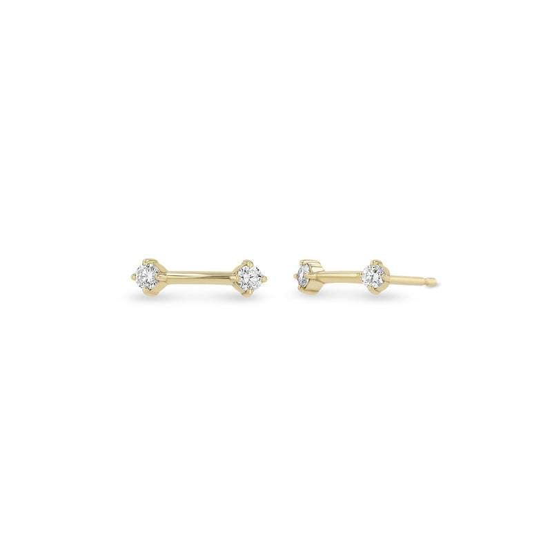 14k Double Prong Diamond Dash Studs