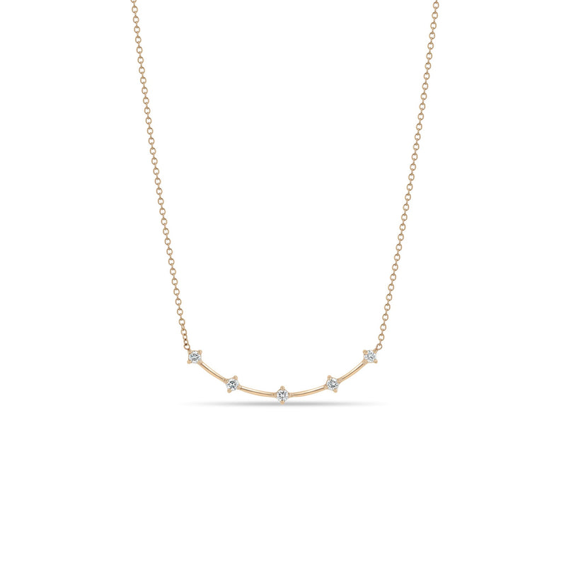 14k Prong Diamond Dash Curve Necklace