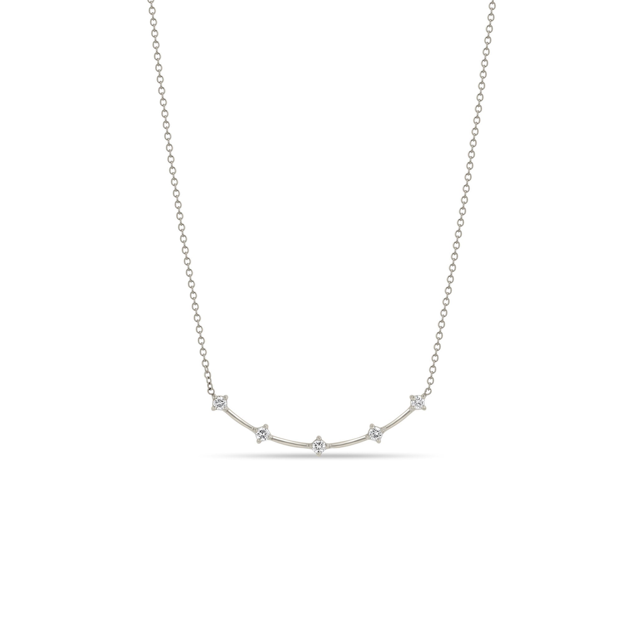 Zoe Chicco 14k white gold prong diamond necklace on a white background