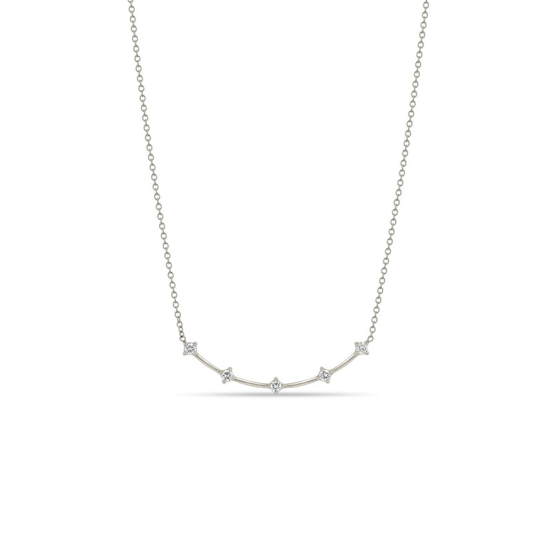 14k Prong Diamond Dash Curve Necklace