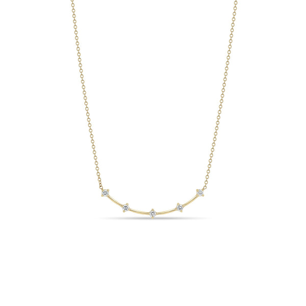 14k Prong Diamond Dash Curve Necklace
