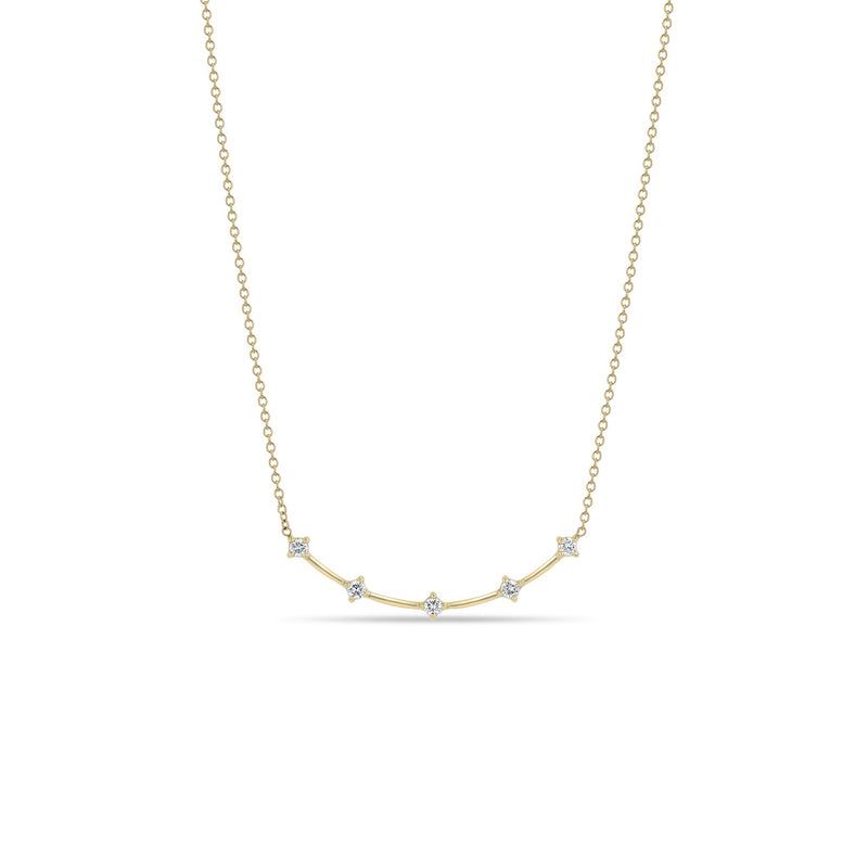 14k Prong Diamond Dash Curve Necklace