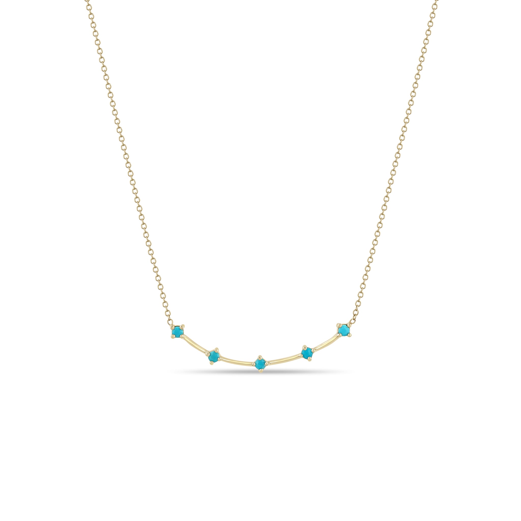 Zoe Chicco 14k Prong Turquoise Dash Curve Necklace on a white background