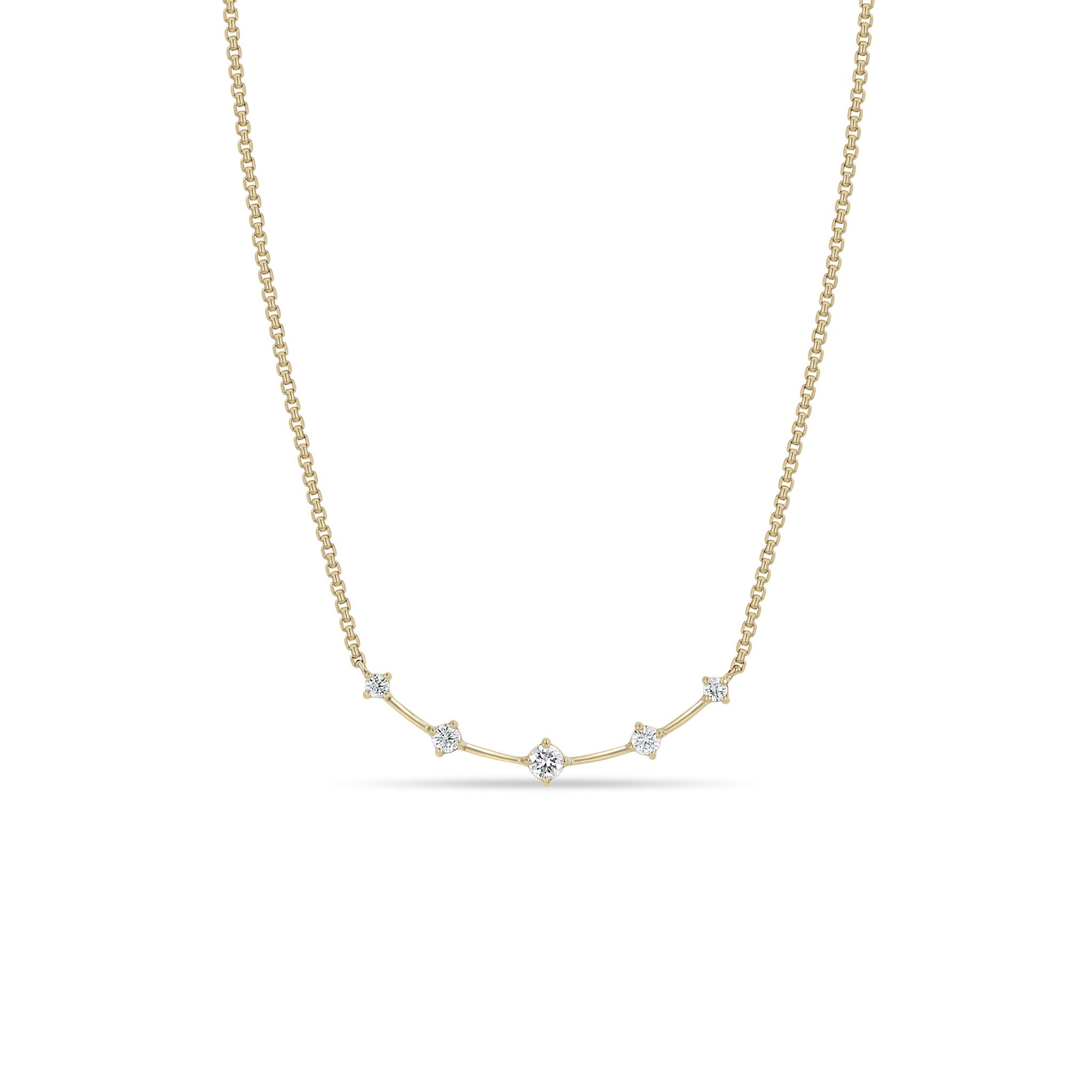 Zoe Chicco 14k gold chain necklace with graduating diamonds on a white background