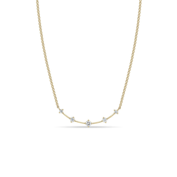 14k Graduated Prong Diamond Dash Curve Box Chain Necklace