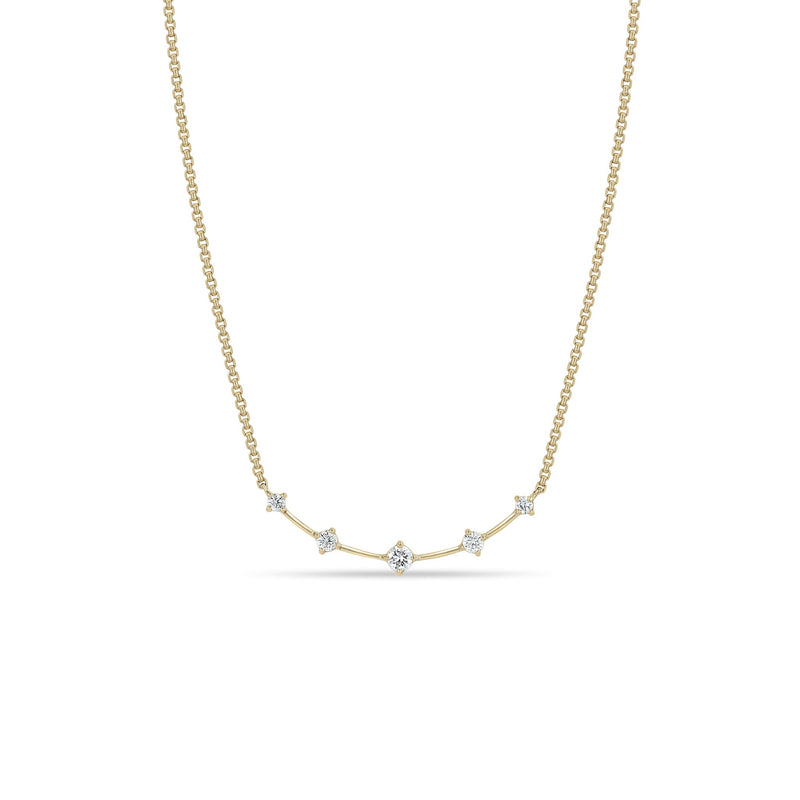 14k Graduated Prong Diamond Dash Curve Box Chain Necklace