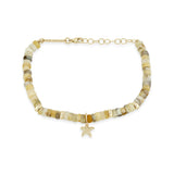 Zoë Chicco 14k Gold & Sandy Feldspar Mixed Heishi Bead Starfish Charm Bracelet