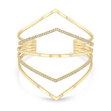 Zoe Chicco 14k gold geometric bar cuff with small diamonds on a white background