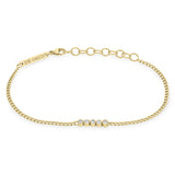Zoë Chicco 14k Gold 5 Diamond Bezel Bar XS Curb Chain Bracelet