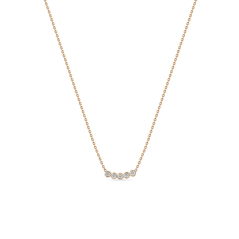 Zoë Chicco 14k Rose Gold 5 Diamond Bezel Necklace