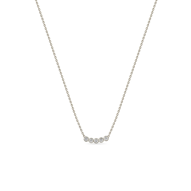 Zoë Chicco 14k White Gold 5 Diamond Bezel Necklace