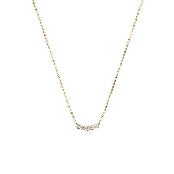 Zoë Chicco 14k Yellow Gold 5 Diamond Bezel Necklace