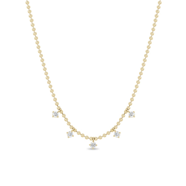 Zoë Chicco 14k Gold 5 Dangling Diamond Bead Chain Necklace