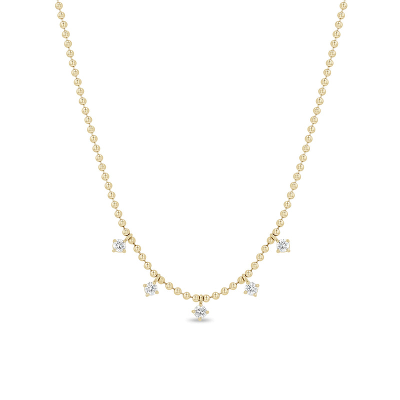 Zoë Chicco 14k Gold 5 Dangling Diamond Bead Chain Necklace