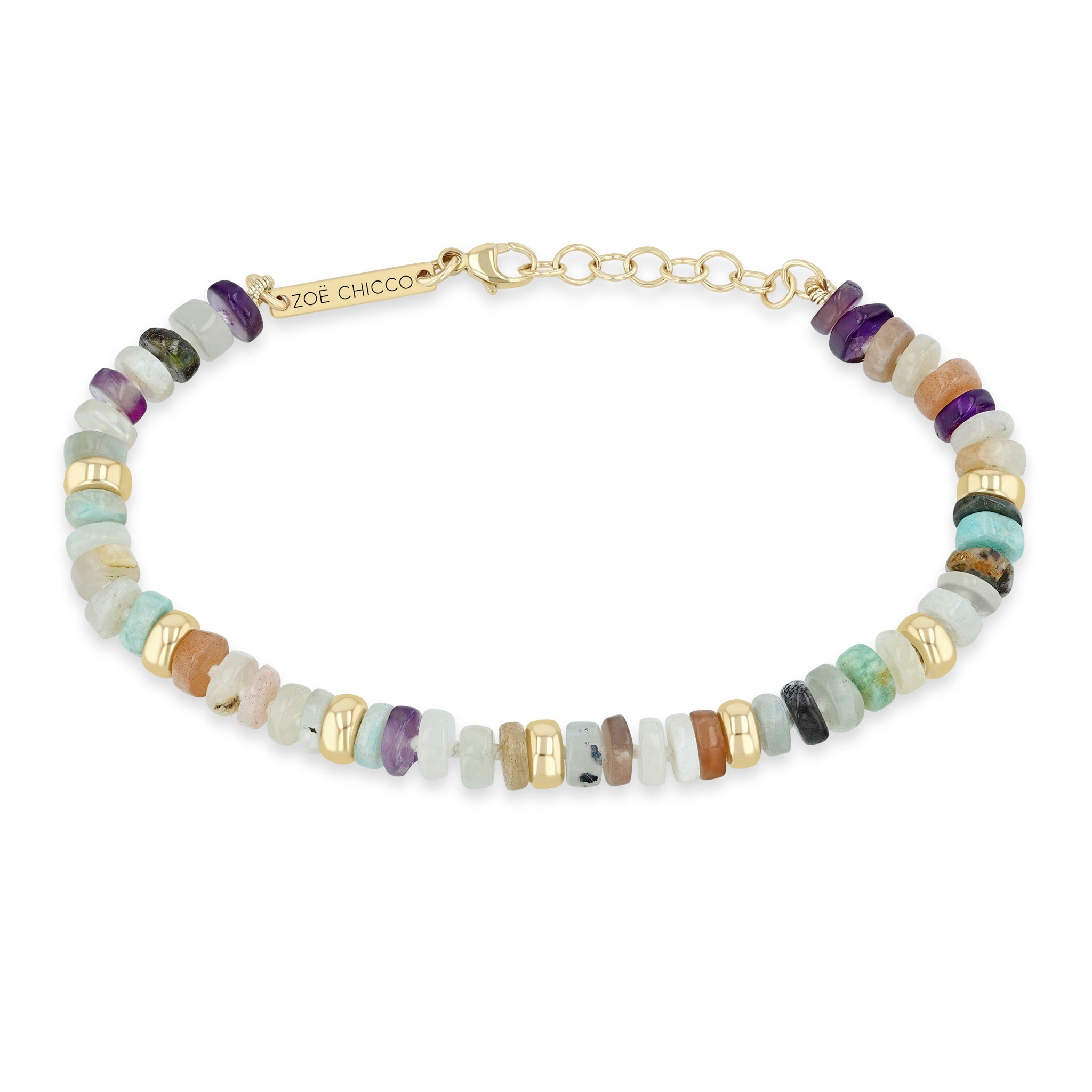Zoë Chicco 14k Gold & Mixed Neutral Gemstone Rondelle Bead Bracelet