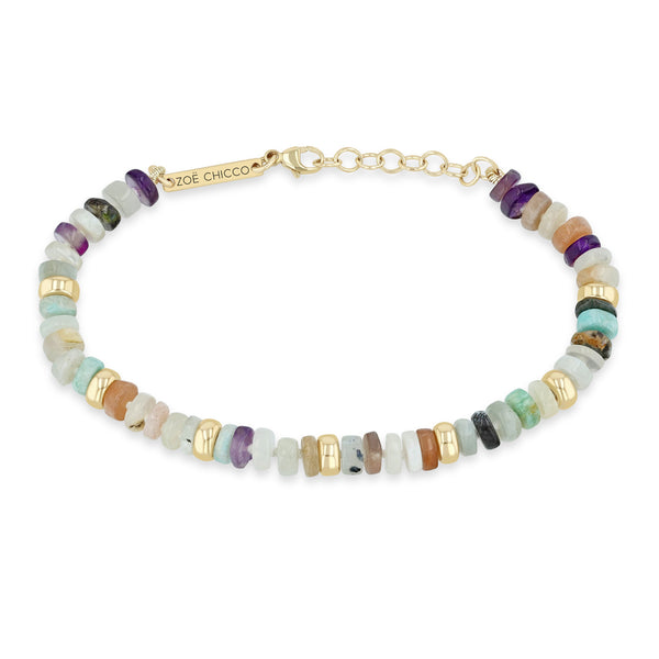 Zoë Chicco 14k Gold & Mixed Neutral Gemstone Rondelle Bead Bracelet