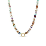 Zoë Chicco 14k Gold Mixed Neutral Gemstone Rondelle Bead Round Enhancer Necklace