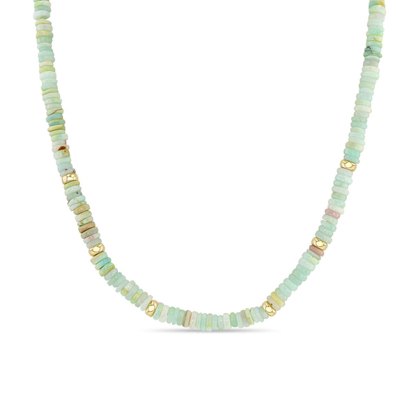 Zoë Chicco 14k Gold & Mixed Light Blue Opal Rondelle Bead Necklace